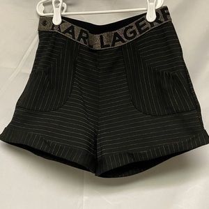 Karl Lagerfeld black striped shorts, size 16.